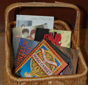 photo of basket full of books
