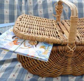 photo of a basket with books in it