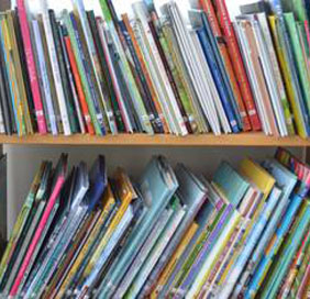 photo books on a shelf